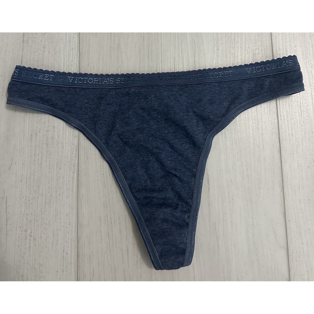 NWT Vintage Victoria's Secret Cotton Panties Sz L - Blue - Low Rise Thong